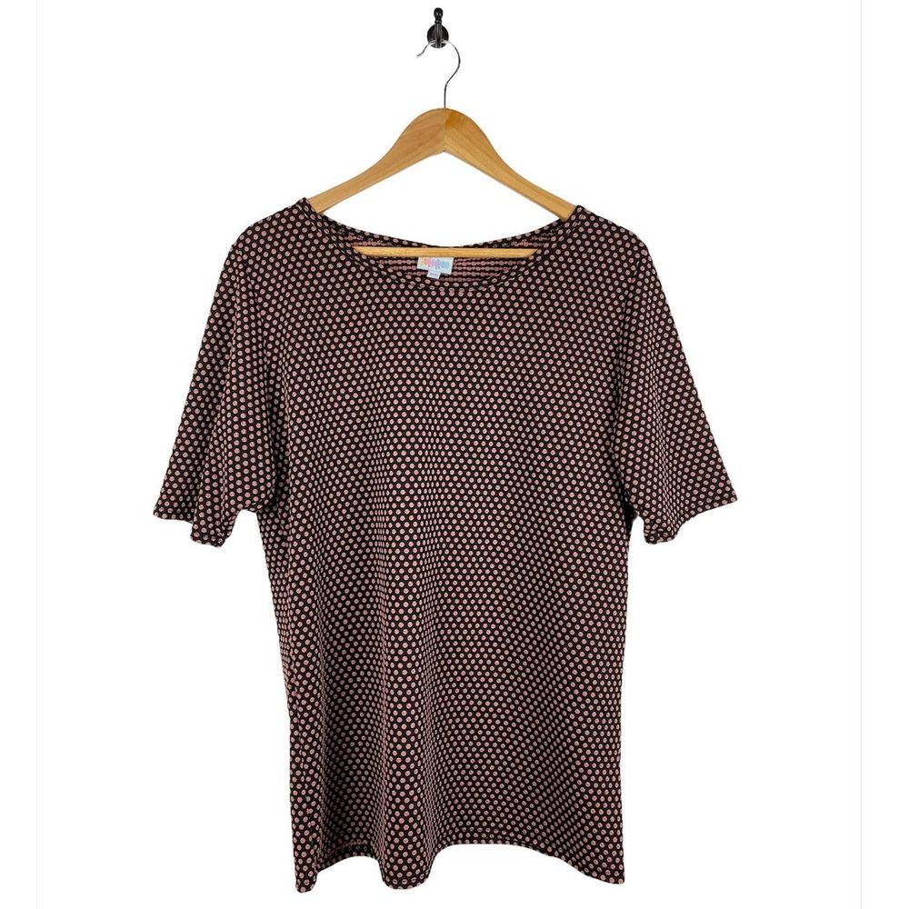 LuLaRoe Textured Polka Dot Shirt 3XL Black Pink
